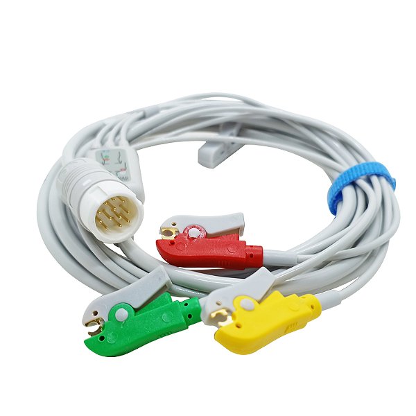 Cabo ECG 3 Vias Clip Garra Monitores Philips - 12 Pinos