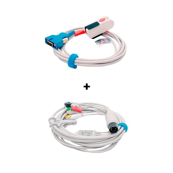 Kit Sensor de Oximetria + Cabo Ecg 5 Vias Omnimed 610 612