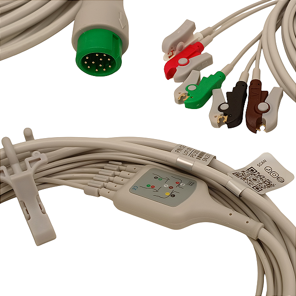 Cabo Ecg 5 Vias Clip Garra Para Bistos BT-770