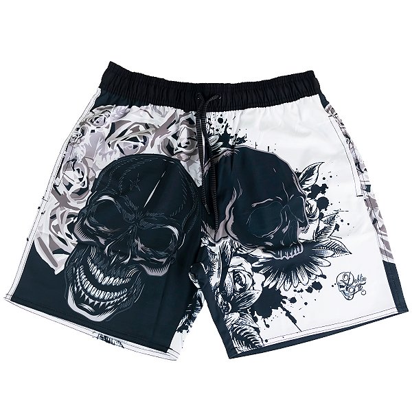 Bermuda Tactel Dabliu Fit - estampa CAVEIRA E ROSAS