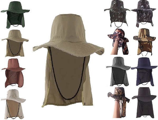 chapéu australiano pescador com proteção de pescoço proteção do sol - O seu  Chapéu e o seu Boné Personalizado ou simples para sua Revenda ou Atacado