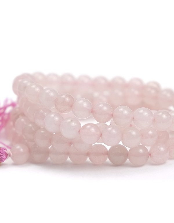 Japamala de Pedra Quartzo Rosa com 108 Contas