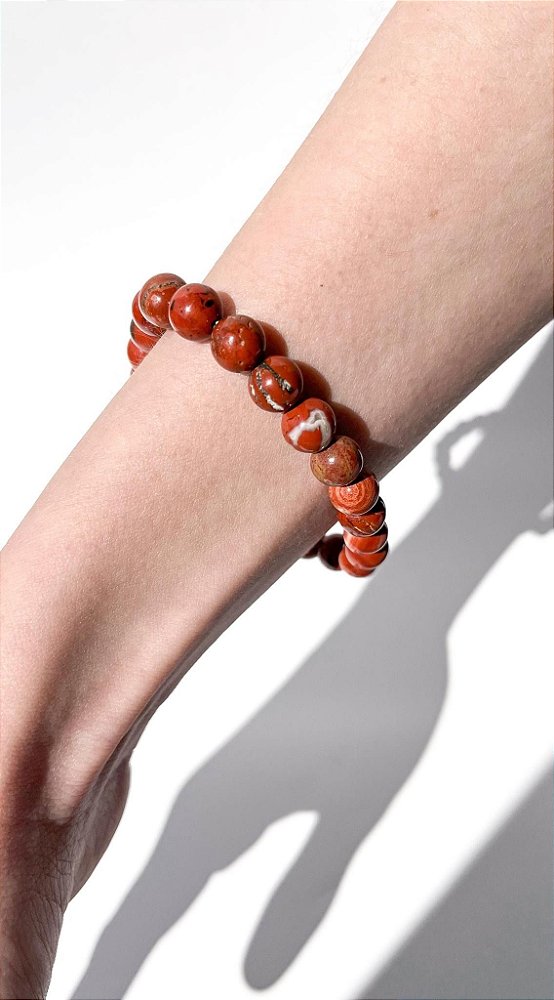Pulseira Conexão - Pedra natural Jaspe vermelho
