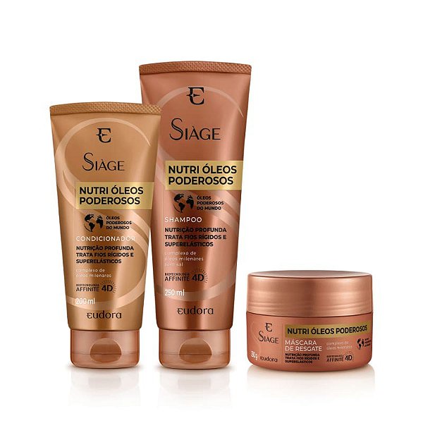 Kit Siàge Nutri Óleos Poderosos Eudora (Shampoo + Condicionador + Máscara Capilar)