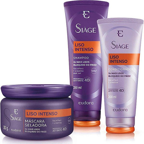 Kit Siàge Liso Intenso Eudora Shampoo + Condicionador + Máscara Capilar (Nova Versão)