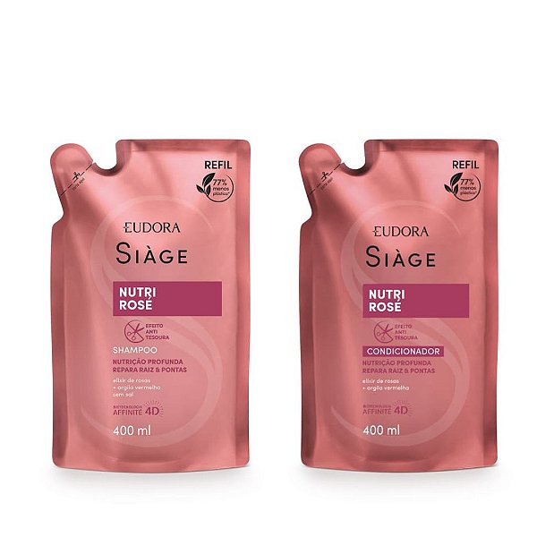 Kit Refil Shampoo + Condicionador Eudora Siàge Nutri Rosé 400ml