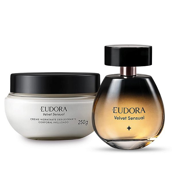 Kit Velvet Sensual Eudora:  Colônia 100ml + Creme Hidratante Corporal 250g + Sacola Presenteável