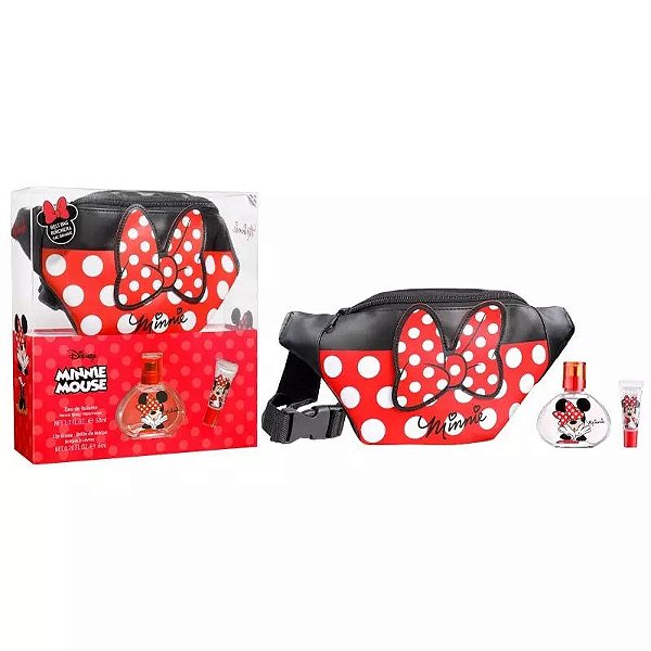 Kit Infantil Disney Minnie Mouse Eau de Toilette 50ml + Pochete + Brilho  Labial - Cosmeticos da ray