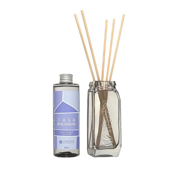 Kit Aromatizador De Ambiente L'Occitane Aconchego no Sofá: Difusor + Frasco Difusor + Varetas