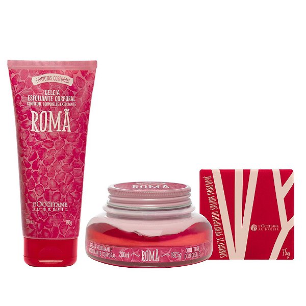 Kit Romã L'Occitane: Geleia Hidratante + Geleia Esfoliante + Sabonete em Barra