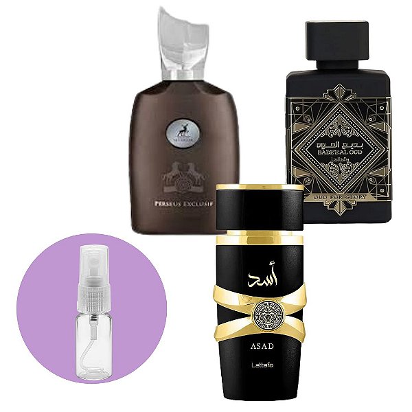 Combo Fracionados TOP ÁRABES MASCULINO 3x5ML - Perseus Exclusiv + Asad + Oud For Glory