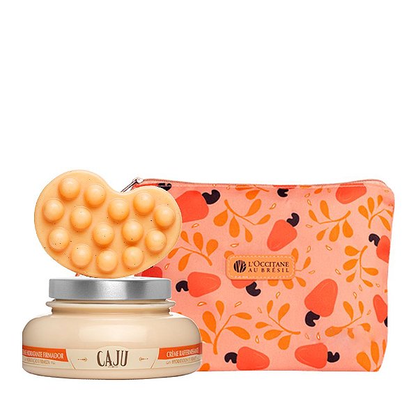 Presente Caju L'Occitane: Creme Firmador + Sabonete Massageador