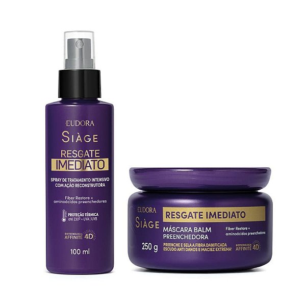 Kit Siàge Resgate Imediato Eudora Tratamento: Máscara Capilar 250g + Leave-In 100ml