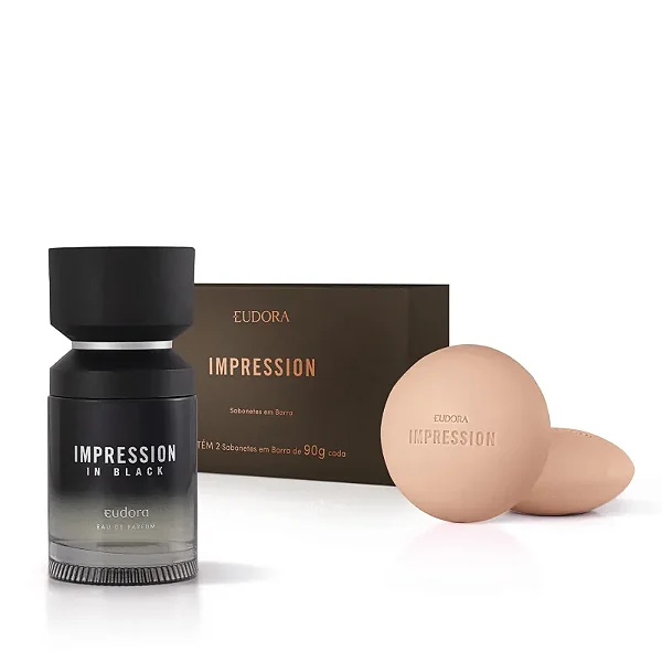 Kit Impression In Black: Eau de Parfum 100ml + Sabonete em Barra 2x90g