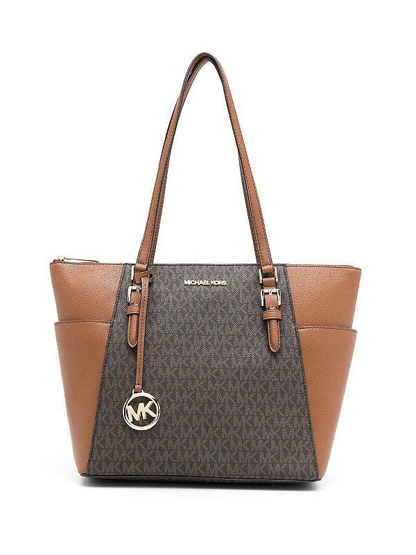 Bolsa de Couro Michael Kors Tiracolo Charlotte Marrom Original