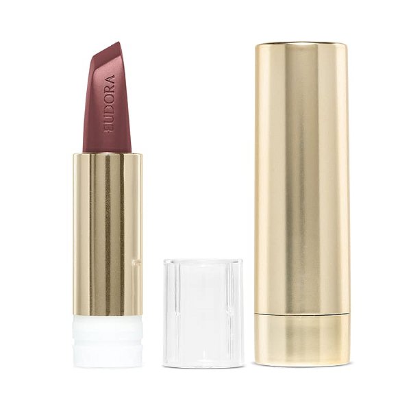 Kit Glam Amulips: Batom Marrom Confiante 3,4g + Case Dourado
