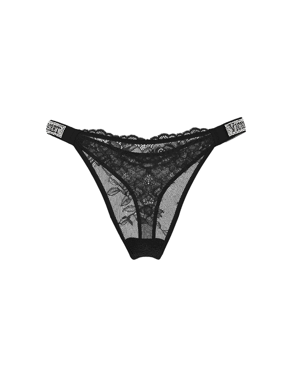 Calcinha Preta Com Strass Renda Victoria’s Secret - Tamanho P
