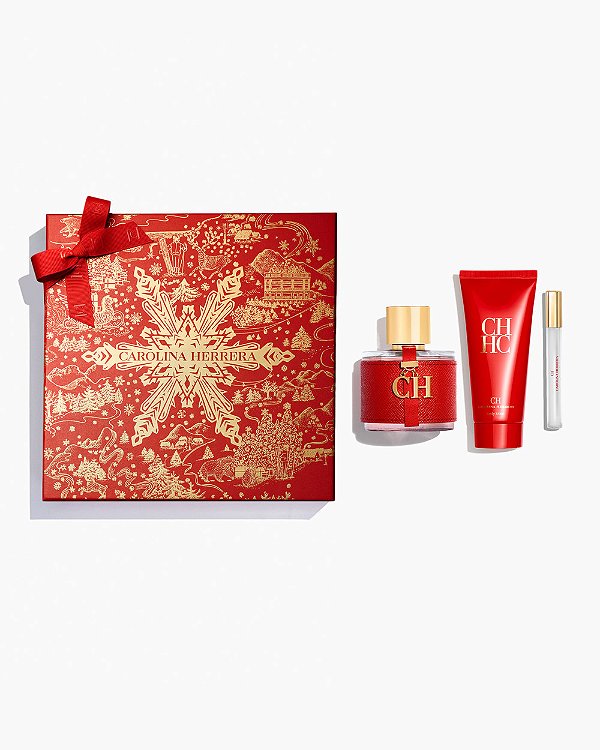 Kit CH Carolina Herrera: Eau de Toilette 100ml + Loção Hidratante 100ml + Perfum de Bolsa 10ml