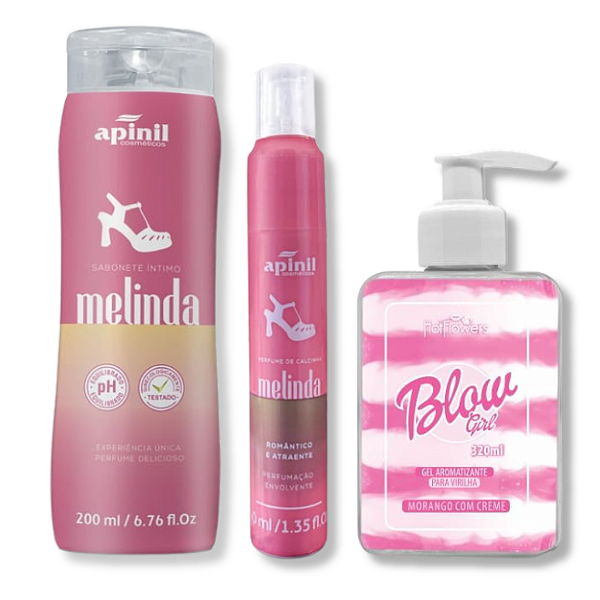 Kit Blow Girl: Sabonete Íntimo Melinda +Perfume De Calcinha Melinda + Blow Girl