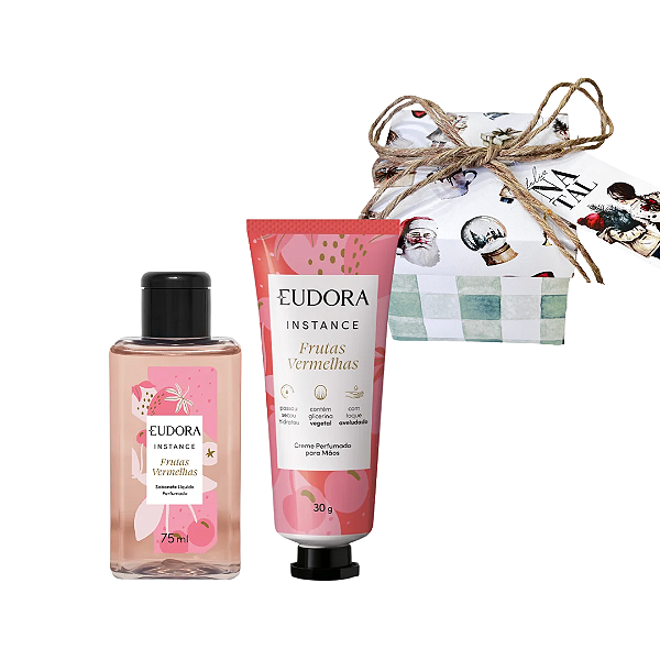 Presente Natal Instance Frutas Vermelhas: Hidratante de Mãos 30g + Sabonete Líquido 75ml