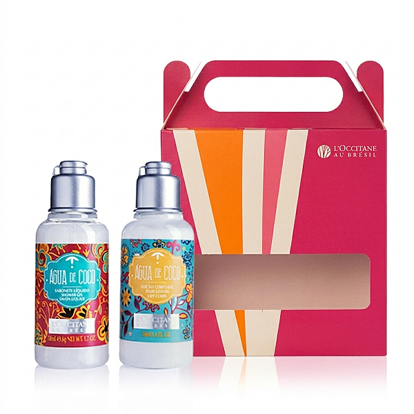 Presente Água de Coco L'occitane: Hidratante Corporal 50ml + Sabonete Liquido 50ml + Caixa Presenteável