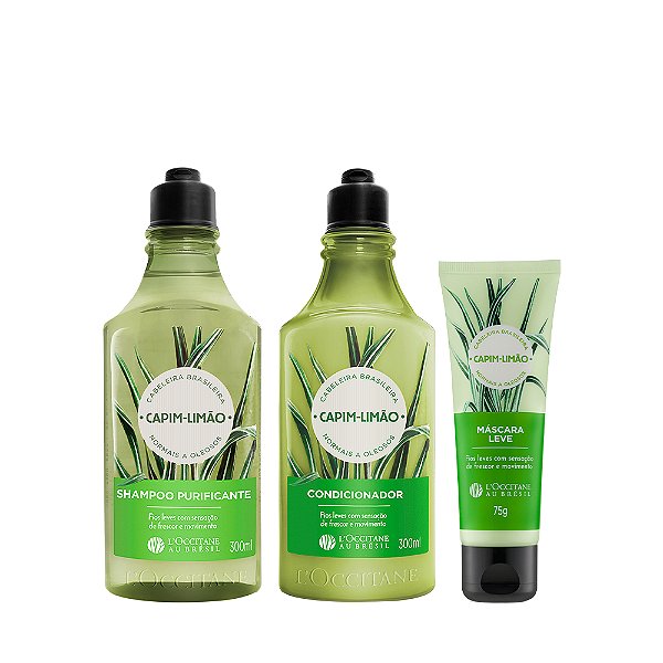 Kit Capim-Limão L'occitane: Shampoo + Condicionador + Máscara