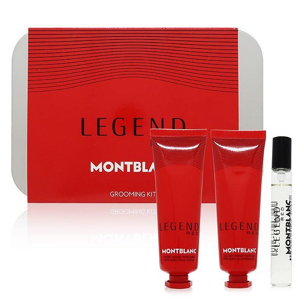 Kit Travel Size Montblanc Legend Red: Perfume 7,5ml + Gel de Limpeza 30ml + Hidratante Facial 30ml + Estojo