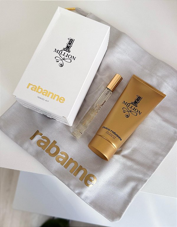 Kit Travel Size 1 Million Paco Rabanne Eau de Toilette: Perfume 10ml + Gel de Banho 100ml + Necessaire