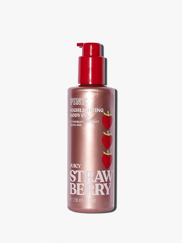 Body Oil Juicy Strawberry Pink Victoria's Secret - Óleo Corporal Iluminador 236ml