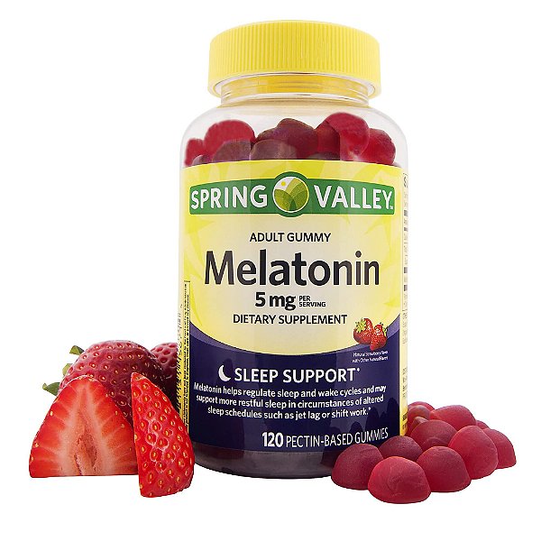 Melatonina Spring Valley 5mg Sabor Morango- 120 Gomas