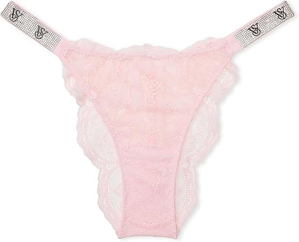 Calcinha Shine Strap Lace Victoria’s Secret - Rosa Tamanho: GG