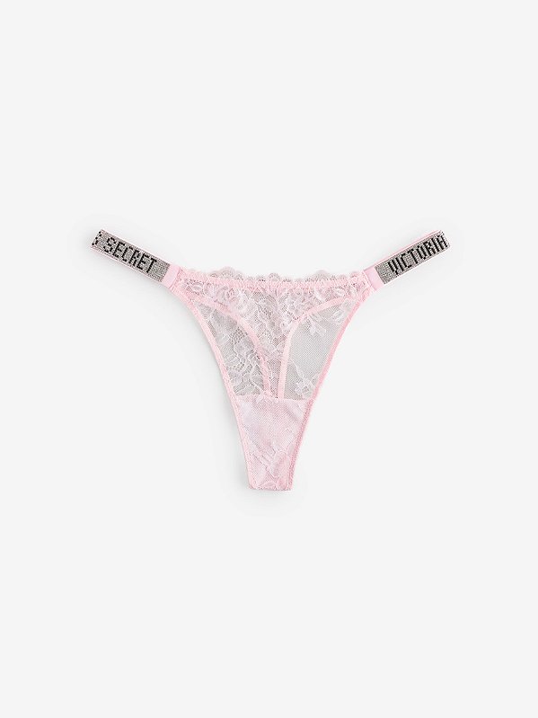 Calcinha Shine Strap Lace Victoria’s Secret - Rosa Tamanho: G