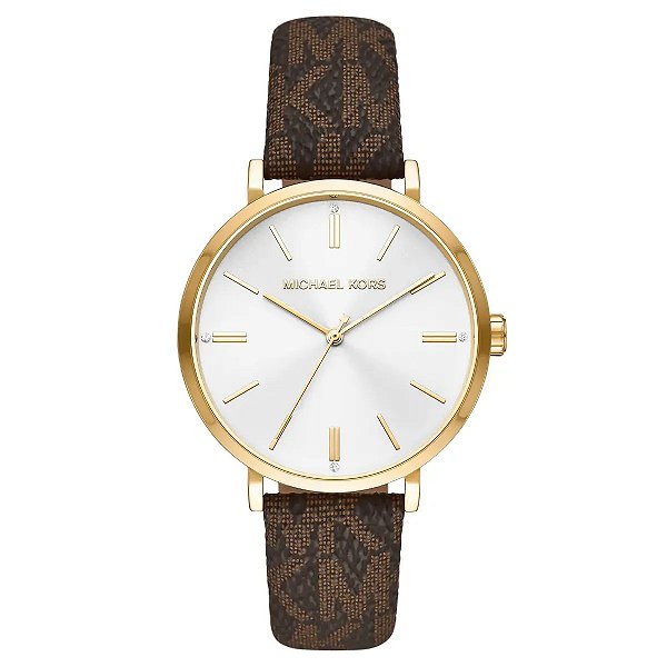 Relógio Michael Kors de Couro Marrom/Dourado