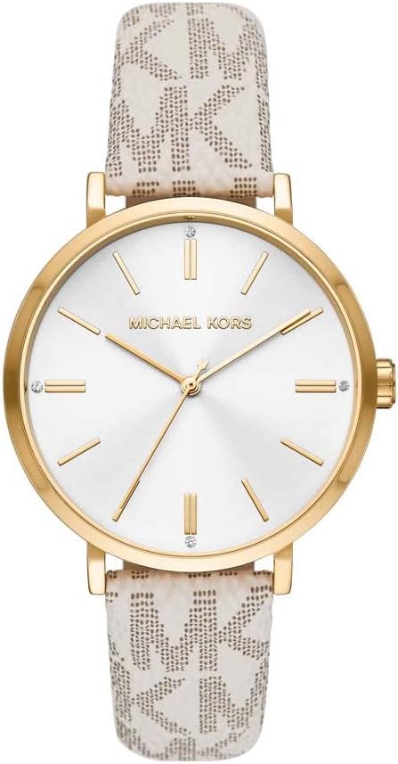 Relógio Michael Kors de Couro Off White/Dourado