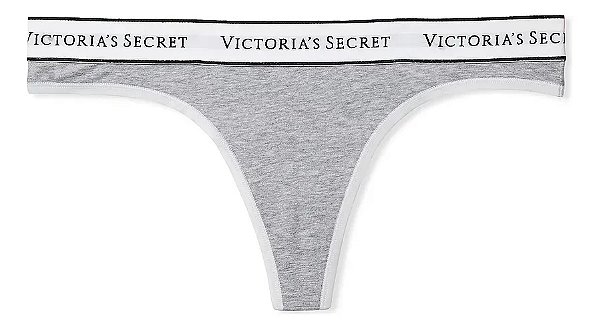 Calcinha Fio Dental Cotton Cinza Victoria’s Secret Tamanho: M