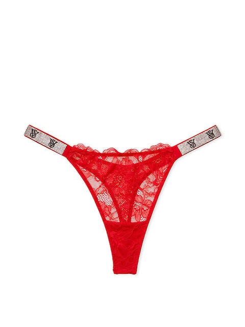 Calcinha Shine Strap Lace Victoria’s Secret - Vermelha Tamanho: PP