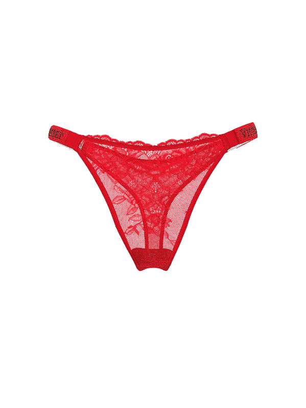 Calcinha Shine Strap Lace Victoria’s Secret - Vermelha Tamanho: M
