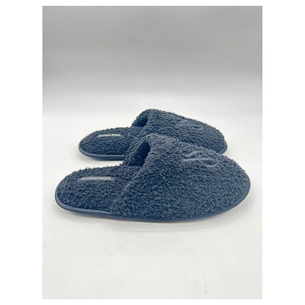 Pantufa Preta Logo Victoria's Secret - Tamanho: G