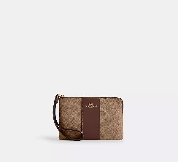 Bolsa de Pulso Corner Zip Coach Marrom