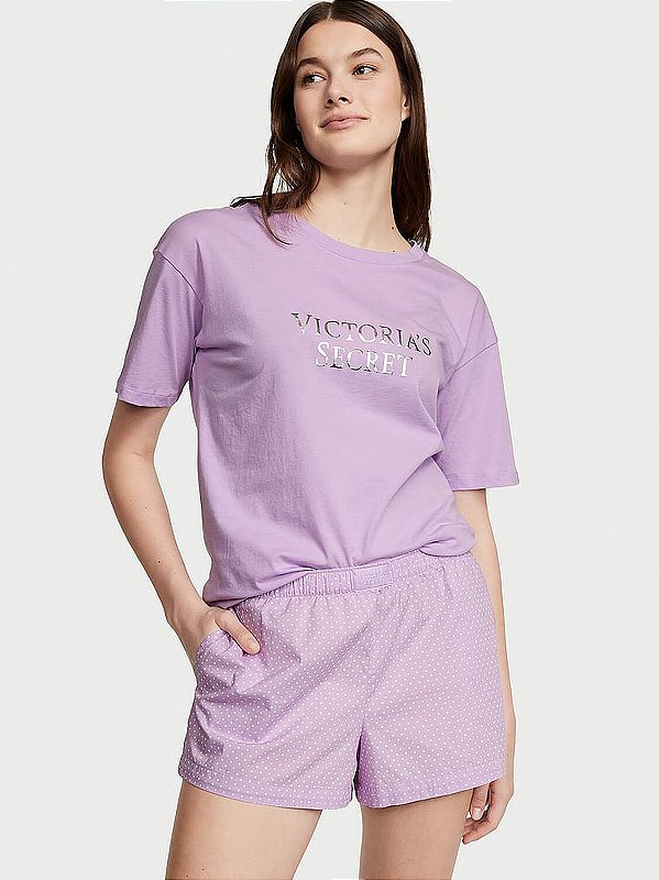 Pijama Curto Algodão Cotton Lilas Victoria’s Secret Tamanho: M
