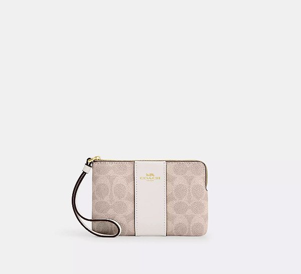 Bolsa de Pulso Corner Zip Coach Bege