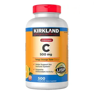 Vitamina C 500mg Kirkland - 500 Cápsulas Mastigáveis