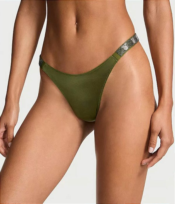 Calcinha Shine Strap Lace Victoria’s Secret - Verde Tamanho: M