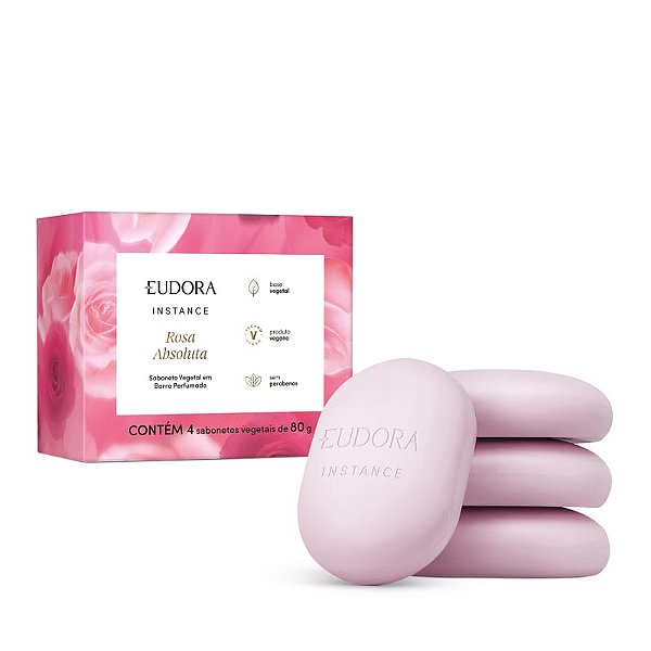 Sabonete Vegetal em Barra Perfumado Instance Rosa Absoluta 4x80g