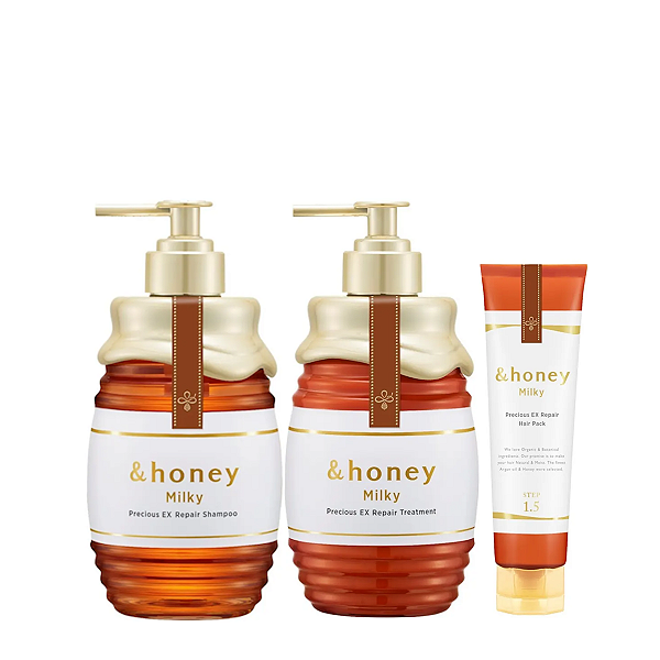 Kit &Honey Milk Precious Ex Repair: Shampoo 500ml + Tratamento Intensivo 130g + Máscara 500g