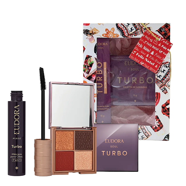 Kit Natal Turbo: Paleta de Sombra Turbo + Máscara de Cílios + Caixa Presenteável