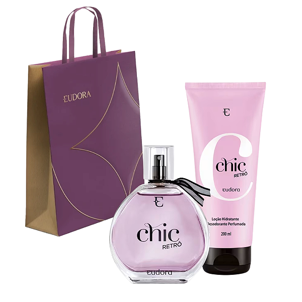 Kit Natal Chic Retrô: Desodorante Colônia 95ml + Loção Hidratante Corporal 200ml + Sacola Presenteável