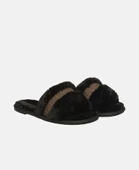 Sandália Faux Fur and Metallic Signature Logo Slide Preto e Marrom Michael Kors - Tamanho: 37
