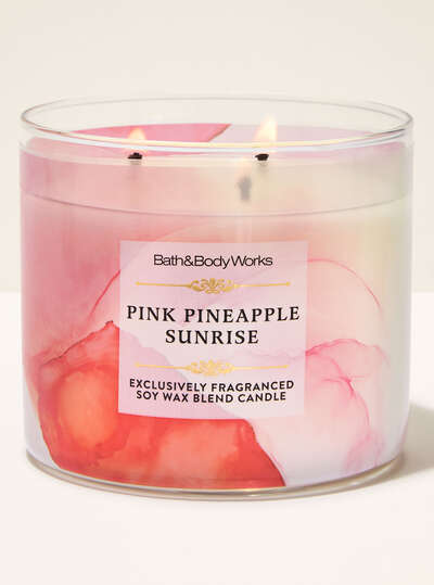 Vela Perfumada Grande Três Pavios Pink Pineapple Sunrise Bath & Body Works