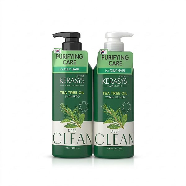 Kit Tea Tree Oil Kerasys: Shampoo 400ml + Condicionador 400ml